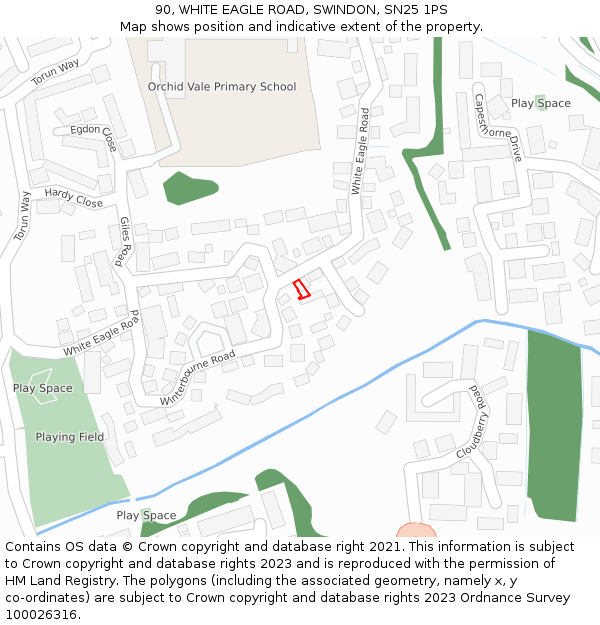 90, WHITE EAGLE ROAD, SWINDON, SN25 1PS: Location map and indicative extent of plot