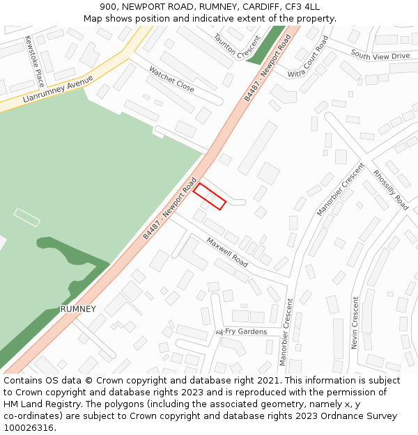 900, NEWPORT ROAD, RUMNEY, CARDIFF, CF3 4LL: Location map and indicative extent of plot