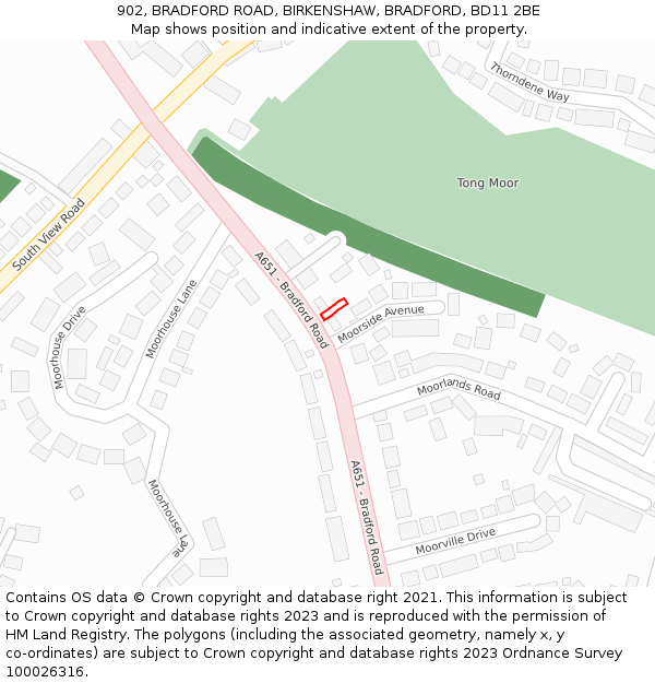 902, BRADFORD ROAD, BIRKENSHAW, BRADFORD, BD11 2BE: Location map and indicative extent of plot