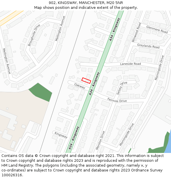 902, KINGSWAY, MANCHESTER, M20 5NR: Location map and indicative extent of plot