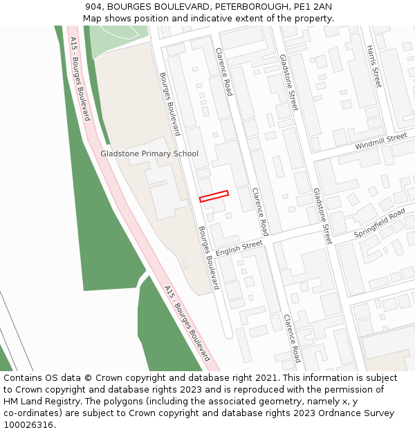 904, BOURGES BOULEVARD, PETERBOROUGH, PE1 2AN: Location map and indicative extent of plot