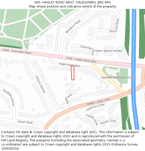 905, HAGLEY ROAD WEST, HALESOWEN, B62 9AX: Location map and indicative extent of plot