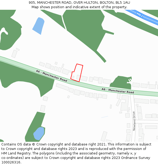 905, MANCHESTER ROAD, OVER HULTON, BOLTON, BL5 1AU: Location map and indicative extent of plot