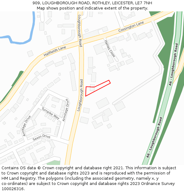 909, LOUGHBOROUGH ROAD, ROTHLEY, LEICESTER, LE7 7NH: Location map and indicative extent of plot