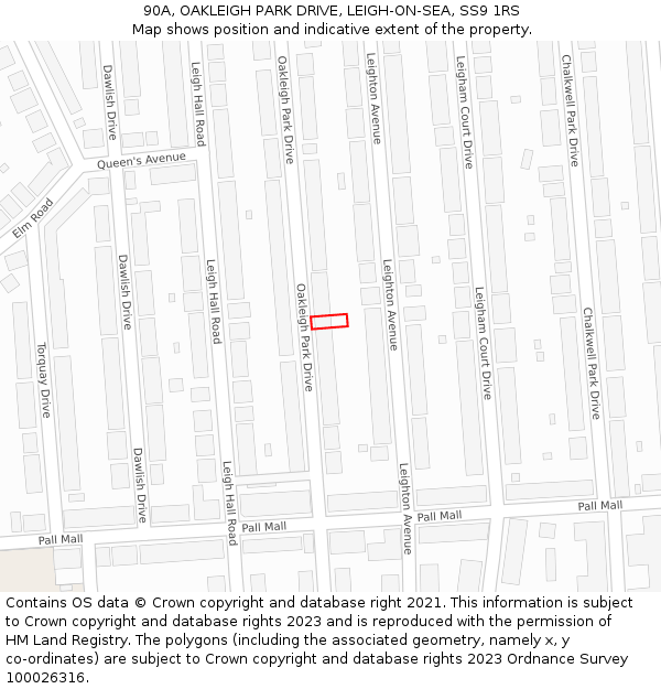 90A, OAKLEIGH PARK DRIVE, LEIGH-ON-SEA, SS9 1RS: Location map and indicative extent of plot