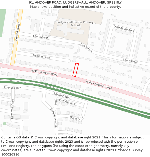 91, ANDOVER ROAD, LUDGERSHALL, ANDOVER, SP11 9LY: Location map and indicative extent of plot