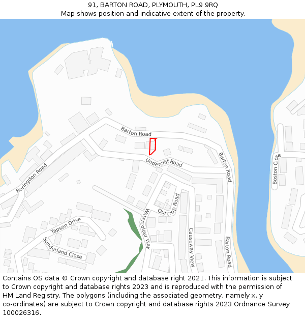 91, BARTON ROAD, PLYMOUTH, PL9 9RQ: Location map and indicative extent of plot