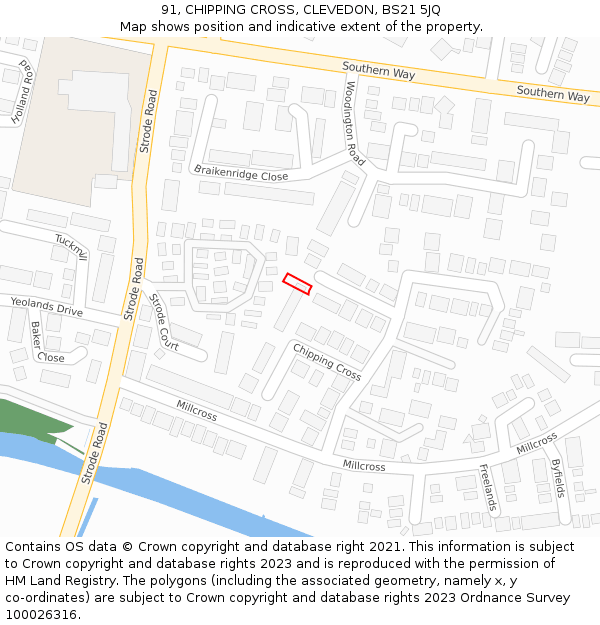 91, CHIPPING CROSS, CLEVEDON, BS21 5JQ: Location map and indicative extent of plot