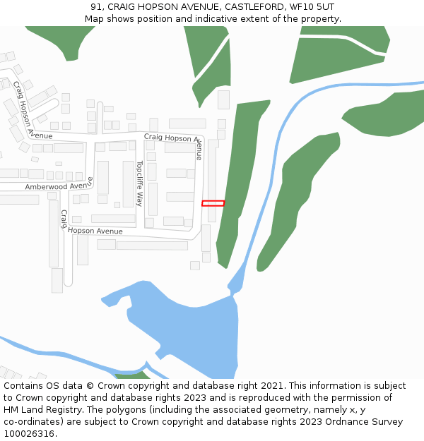 91, CRAIG HOPSON AVENUE, CASTLEFORD, WF10 5UT: Location map and indicative extent of plot