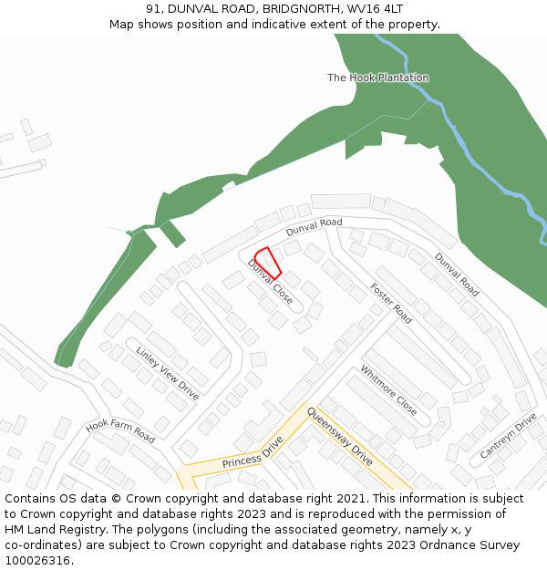 91, DUNVAL ROAD, BRIDGNORTH, WV16 4LT: Location map and indicative extent of plot