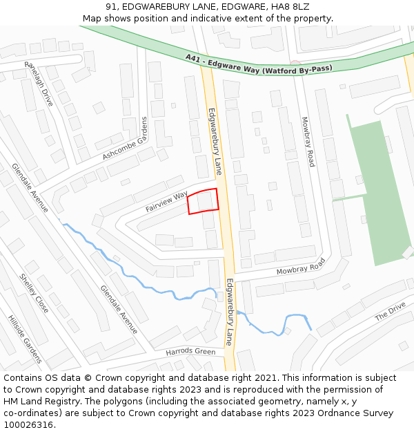 91, EDGWAREBURY LANE, EDGWARE, HA8 8LZ: Location map and indicative extent of plot