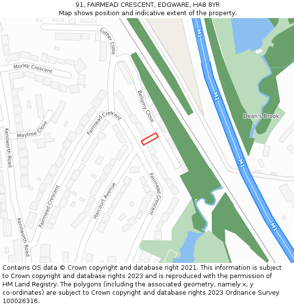 91, FAIRMEAD CRESCENT, EDGWARE, HA8 8YR: Location map and indicative extent of plot