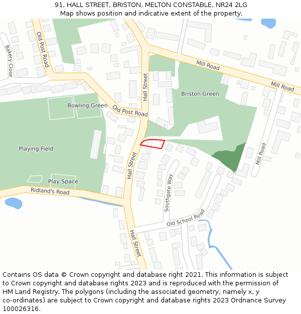 91, HALL STREET, BRISTON, MELTON CONSTABLE, NR24 2LG: Location map and indicative extent of plot