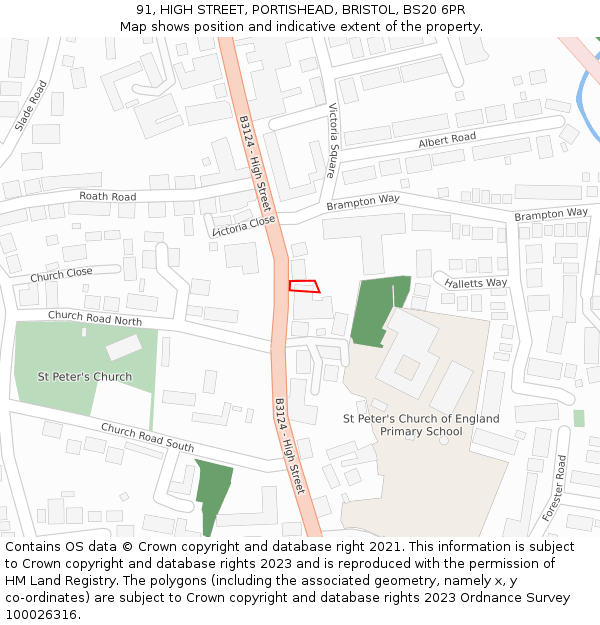 91, HIGH STREET, PORTISHEAD, BRISTOL, BS20 6PR: Location map and indicative extent of plot