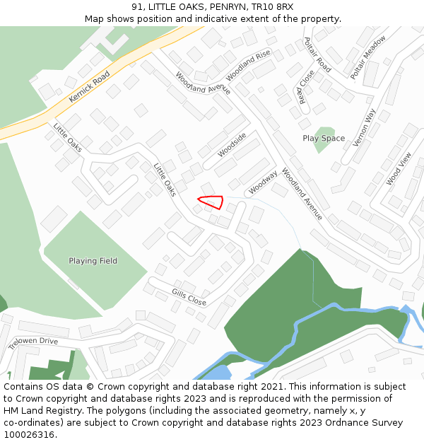 91, LITTLE OAKS, PENRYN, TR10 8RX: Location map and indicative extent of plot