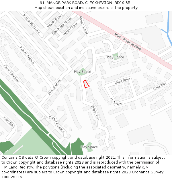 91, MANOR PARK ROAD, CLECKHEATON, BD19 5BL: Location map and indicative extent of plot