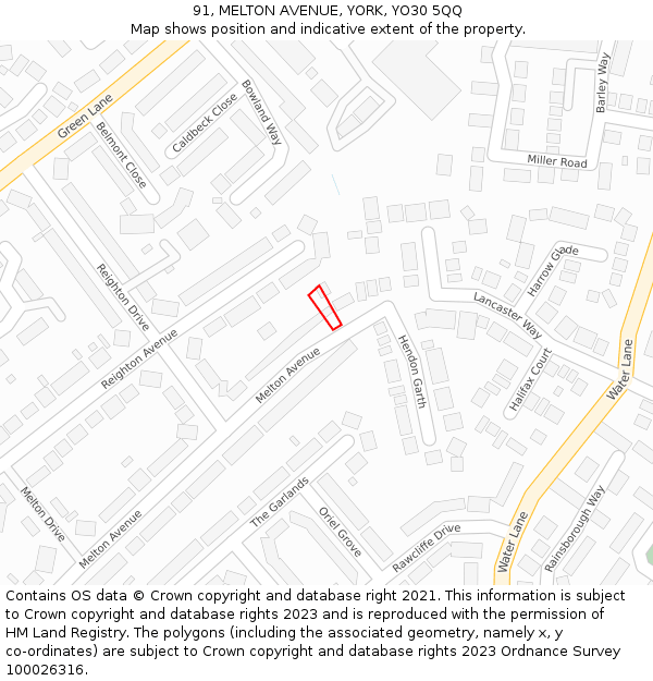 91, MELTON AVENUE, YORK, YO30 5QQ: Location map and indicative extent of plot