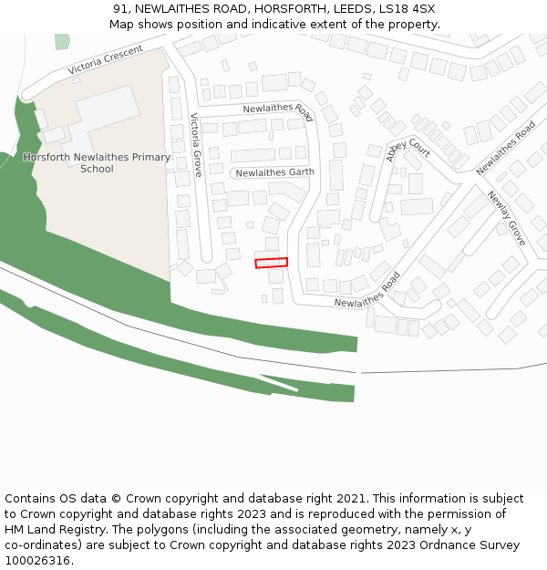 91, NEWLAITHES ROAD, HORSFORTH, LEEDS, LS18 4SX: Location map and indicative extent of plot