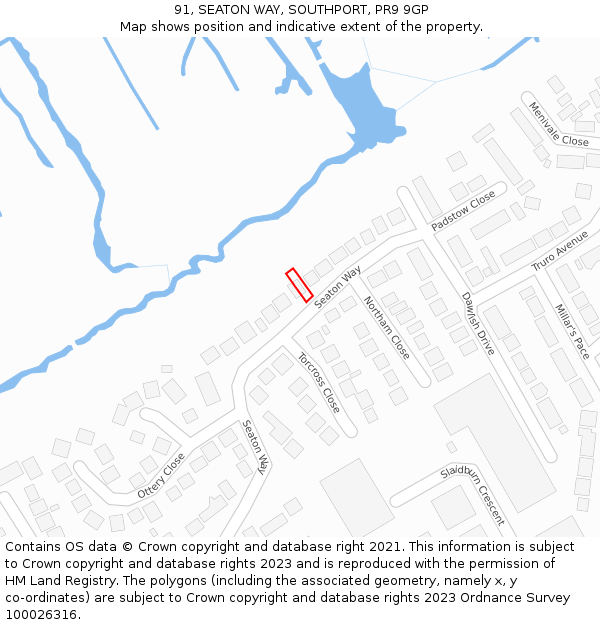 91, SEATON WAY, SOUTHPORT, PR9 9GP: Location map and indicative extent of plot