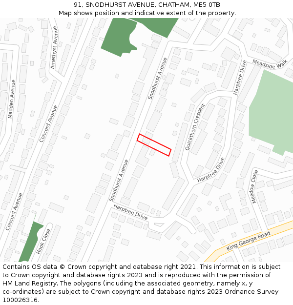 91, SNODHURST AVENUE, CHATHAM, ME5 0TB: Location map and indicative extent of plot
