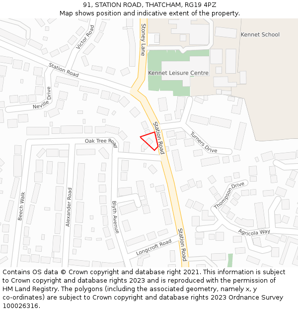 91, STATION ROAD, THATCHAM, RG19 4PZ: Location map and indicative extent of plot