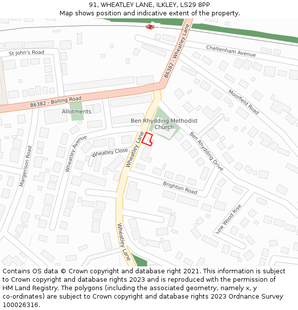 91, WHEATLEY LANE, ILKLEY, LS29 8PP: Location map and indicative extent of plot