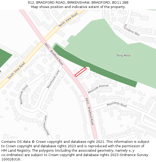 912, BRADFORD ROAD, BIRKENSHAW, BRADFORD, BD11 2BE: Location map and indicative extent of plot