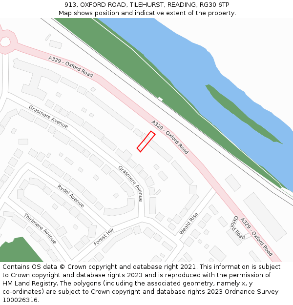913, OXFORD ROAD, TILEHURST, READING, RG30 6TP: Location map and indicative extent of plot