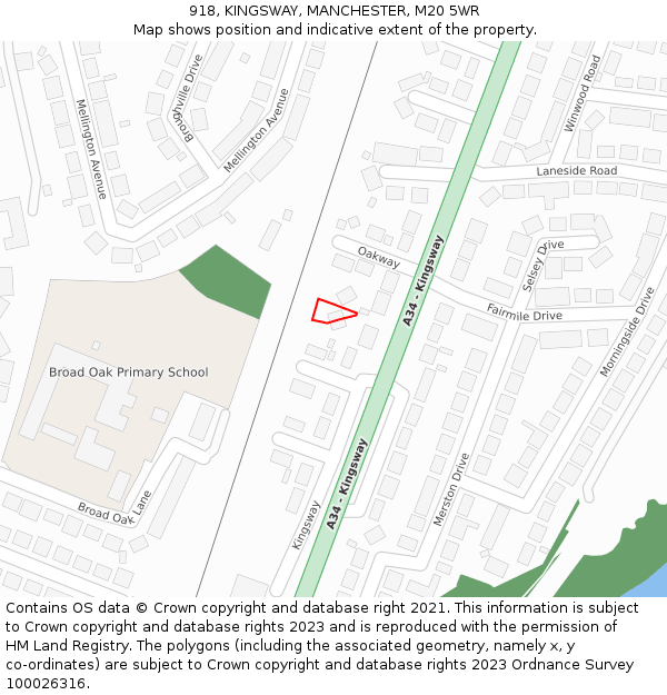 918, KINGSWAY, MANCHESTER, M20 5WR: Location map and indicative extent of plot