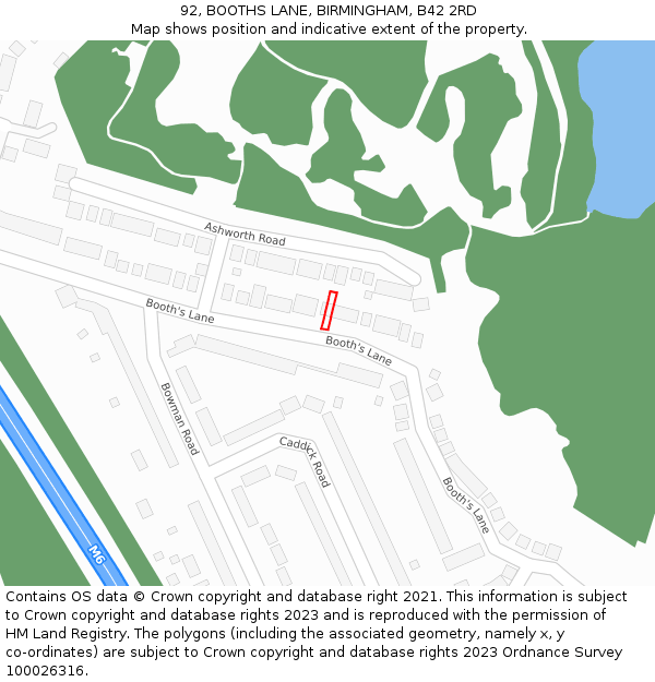 92, BOOTHS LANE, BIRMINGHAM, B42 2RD: Location map and indicative extent of plot