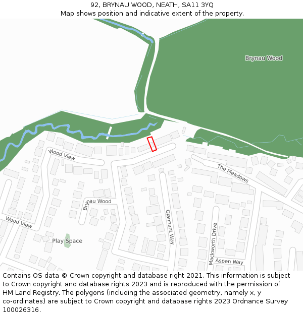 92, BRYNAU WOOD, NEATH, SA11 3YQ: Location map and indicative extent of plot