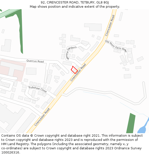 92, CIRENCESTER ROAD, TETBURY, GL8 8GJ: Location map and indicative extent of plot