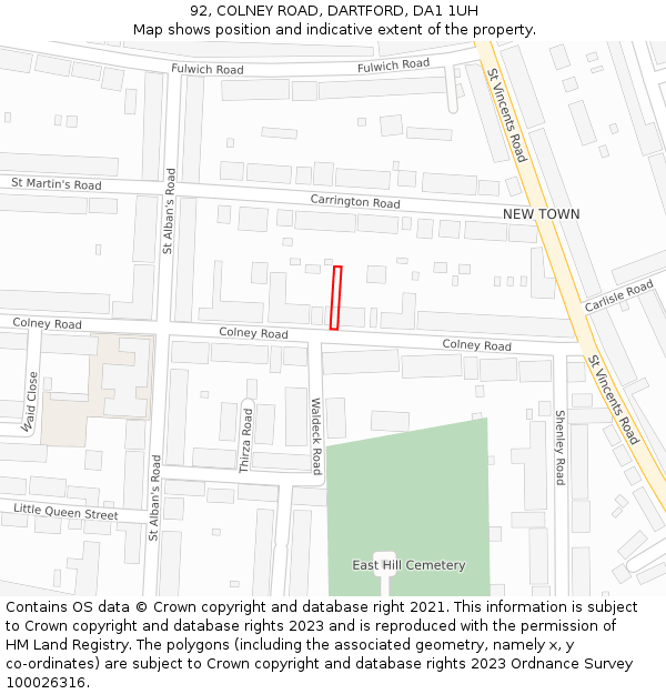 92, COLNEY ROAD, DARTFORD, DA1 1UH: Location map and indicative extent of plot