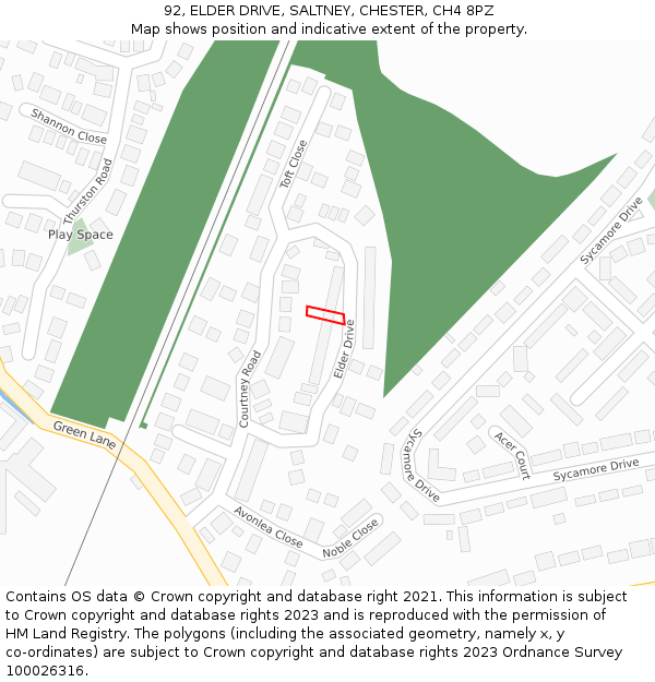 92, ELDER DRIVE, SALTNEY, CHESTER, CH4 8PZ: Location map and indicative extent of plot