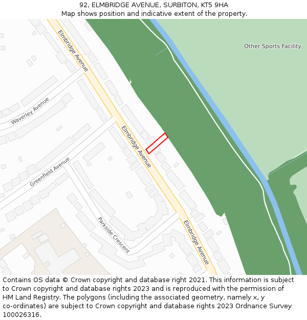 92, ELMBRIDGE AVENUE, SURBITON, KT5 9HA: Location map and indicative extent of plot