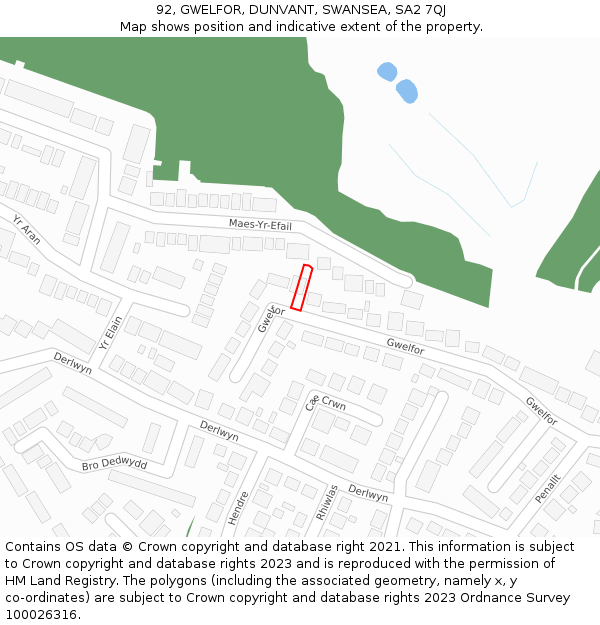 92, GWELFOR, DUNVANT, SWANSEA, SA2 7QJ: Location map and indicative extent of plot