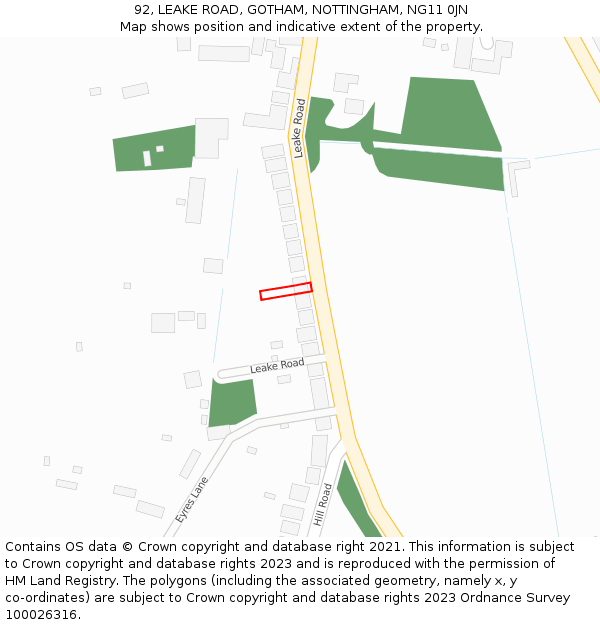 92, LEAKE ROAD, GOTHAM, NOTTINGHAM, NG11 0JN: Location map and indicative extent of plot