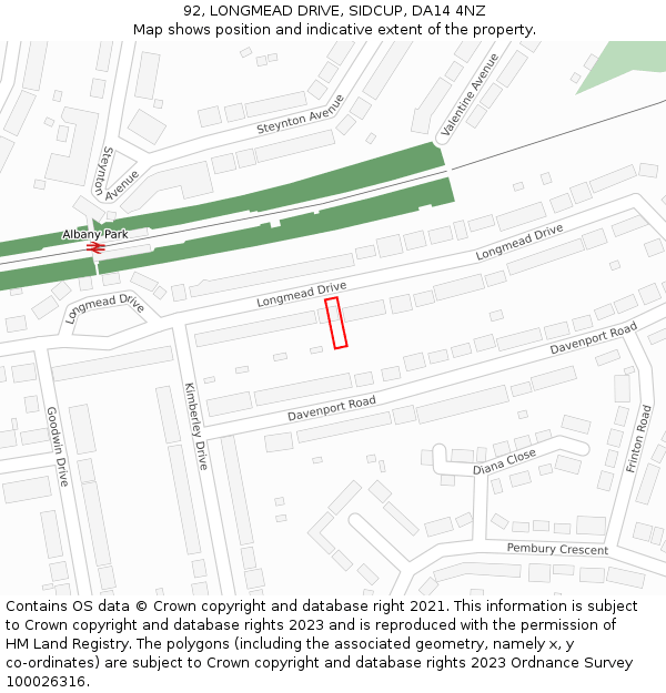 92, LONGMEAD DRIVE, SIDCUP, DA14 4NZ: Location map and indicative extent of plot