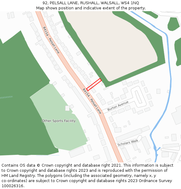 92, PELSALL LANE, RUSHALL, WALSALL, WS4 1NQ: Location map and indicative extent of plot