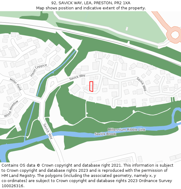 92, SAVICK WAY, LEA, PRESTON, PR2 1XA: Location map and indicative extent of plot