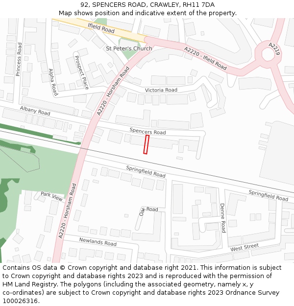 92, SPENCERS ROAD, CRAWLEY, RH11 7DA: Location map and indicative extent of plot