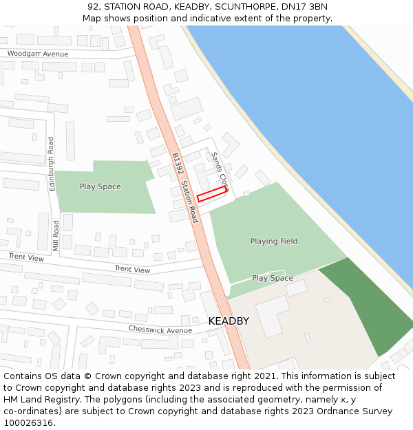 92, STATION ROAD, KEADBY, SCUNTHORPE, DN17 3BN: Location map and indicative extent of plot