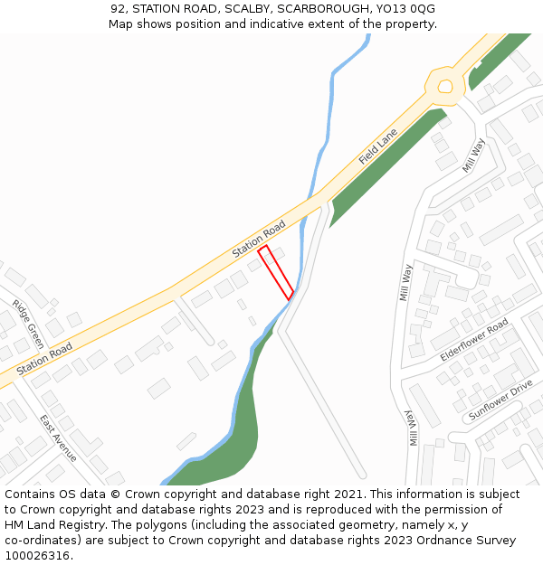 92, STATION ROAD, SCALBY, SCARBOROUGH, YO13 0QG: Location map and indicative extent of plot