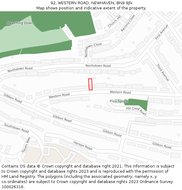 92, WESTERN ROAD, NEWHAVEN, BN9 9JN: Location map and indicative extent of plot