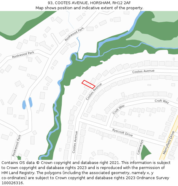 93, COOTES AVENUE, HORSHAM, RH12 2AF: Location map and indicative extent of plot