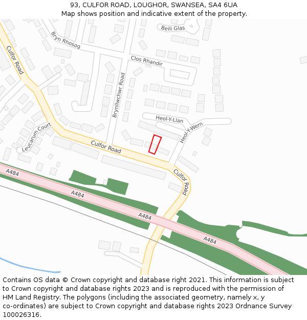 93, CULFOR ROAD, LOUGHOR, SWANSEA, SA4 6UA: Location map and indicative extent of plot