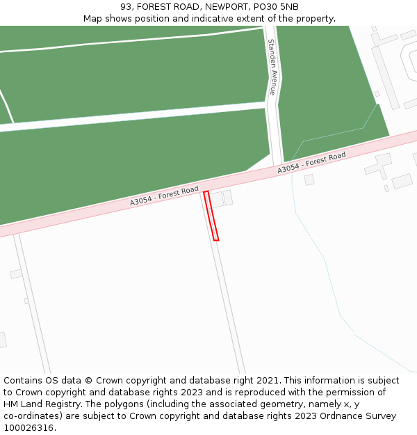 93, FOREST ROAD, NEWPORT, PO30 5NB: Location map and indicative extent of plot