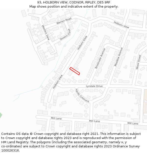 93, HOLBORN VIEW, CODNOR, RIPLEY, DE5 9RF: Location map and indicative extent of plot