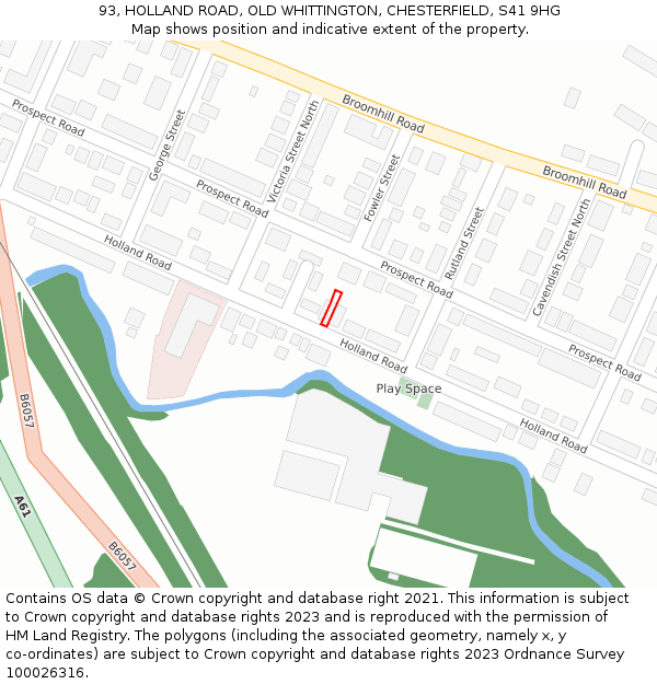 93, HOLLAND ROAD, OLD WHITTINGTON, CHESTERFIELD, S41 9HG: Location map and indicative extent of plot