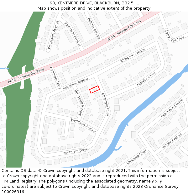 93, KENTMERE DRIVE, BLACKBURN, BB2 5HL: Location map and indicative extent of plot